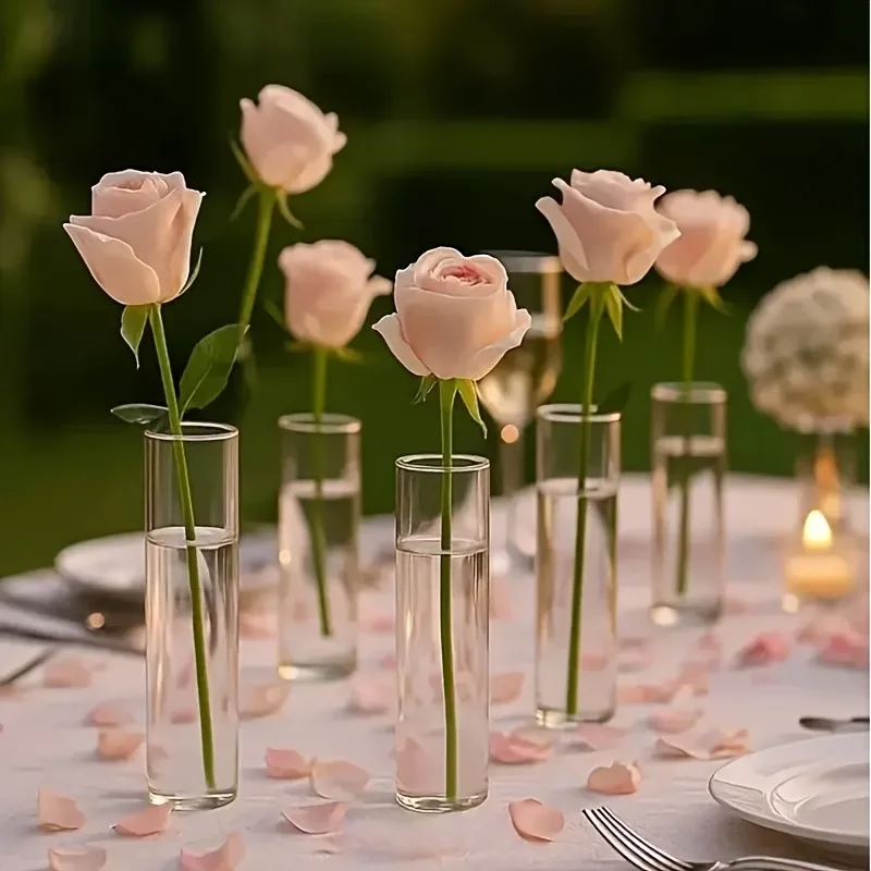Flower-Wrapping Vases,Transparent Cylindrical Hydroponic Plants Vase,Plastic Shatterproof Modern Clear Flower Vases Centerpieces