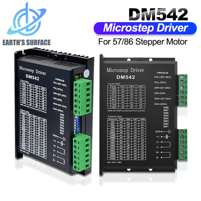 

Драйвер двигателя Microstep DM542 подходит для шагового двигателя 57 86, Nema17 Nema23, напряжение питания 20-50 В постоянного тока 1-5,6 А