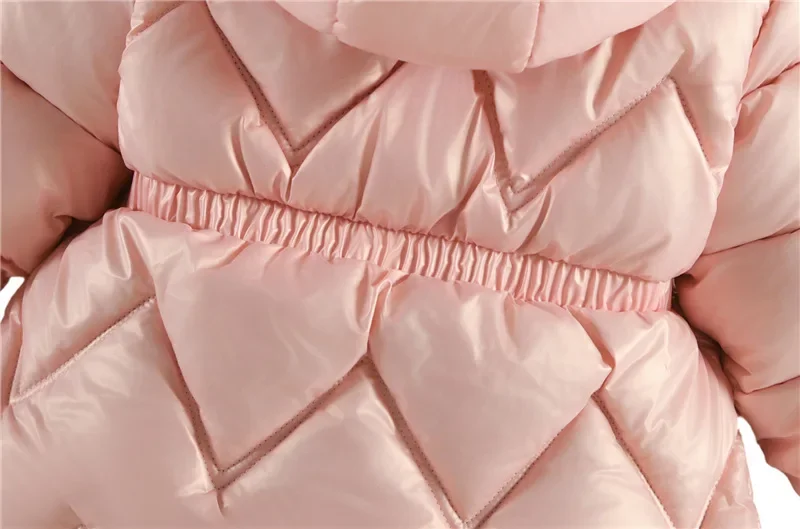 ZOETOPKID 2026 Winter-Frühlings-Jacke für Teenager-Mädchen, einfarbig, mit Plüschfutter, dick, warm, glänzend, wasserdicht, mit Kapuze, Parka für Mädchen – Detail 7