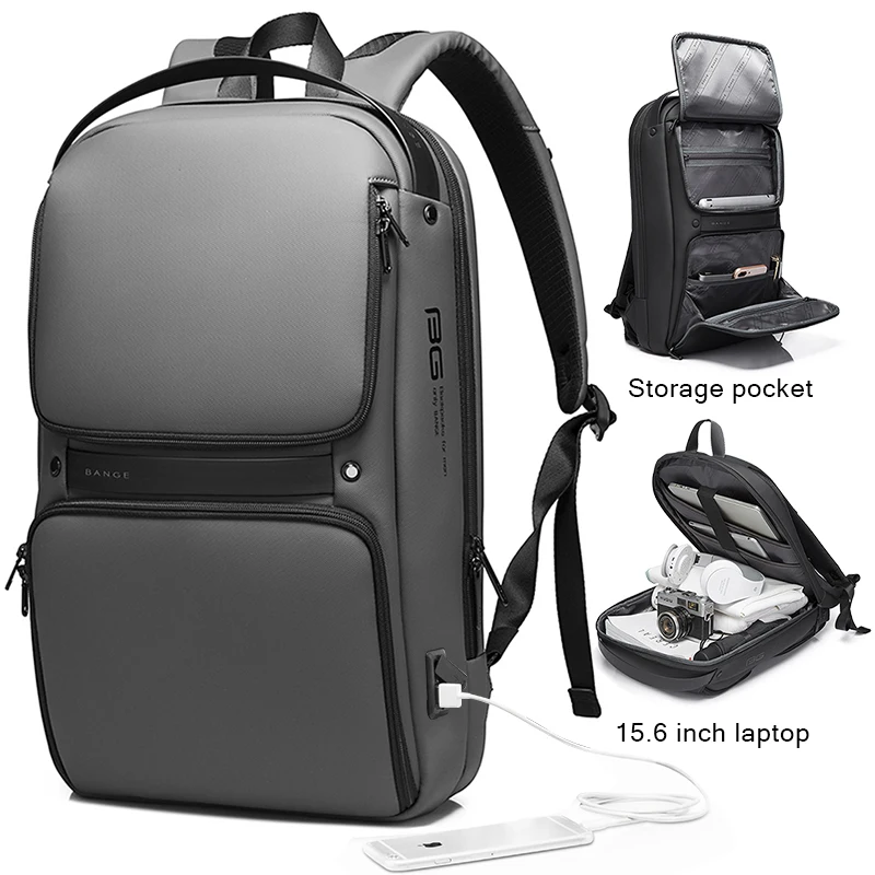 

BANGE Original Unique Design Multi-Layer Space Business Backpacks Men Teenage USB External Charge 15.6 Laptop Traval Backpack