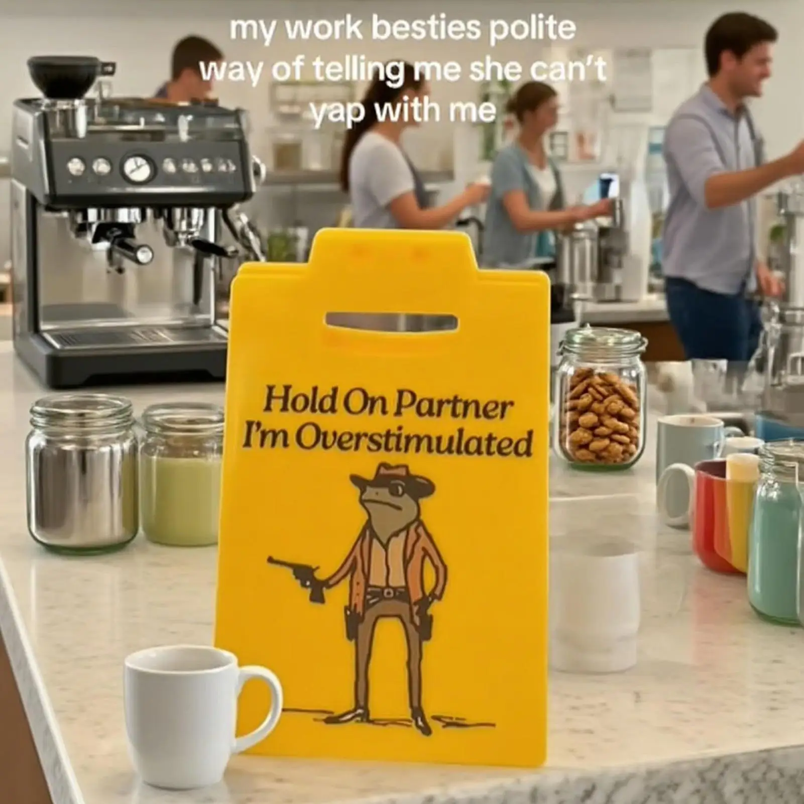 3D Printed Desk Signs for Office Humorous Hold On Partner Im Overstimulated Decor Employee Coworker Stress Relief Ornament Gift