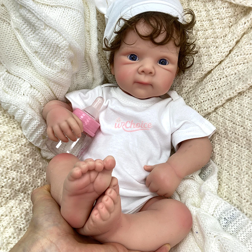 20 polegadas Natal macio silicone renascido bebê menina com cabelo detalhe realista características Lavável bebê presente de férias para amantes de bonecas
