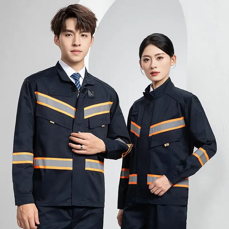 Men's Workshop Workwear Personalized Print Logo Reflective Strip Factory Machine Repair And Maintenance Road Construction Jacket
