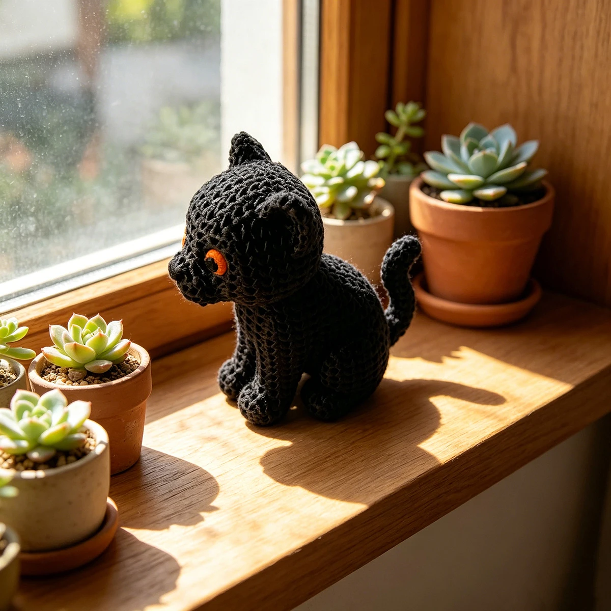 A Woven Black Panther Statue Decorative Ornament, with a Modern Minimalist Design, Clean Lines, and Striking Orange Eyes and Fine Texture Details. It Is an Ideal Decoration and Gift Choice for Animal Lovers. view 2
