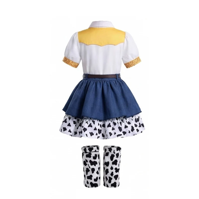 Child 2026 Toy Party Costume Play Movie Jessie Cosplay Girls Western Cowgirl Suit Double Layer Cow Print Dress With Leg Warmers image 4