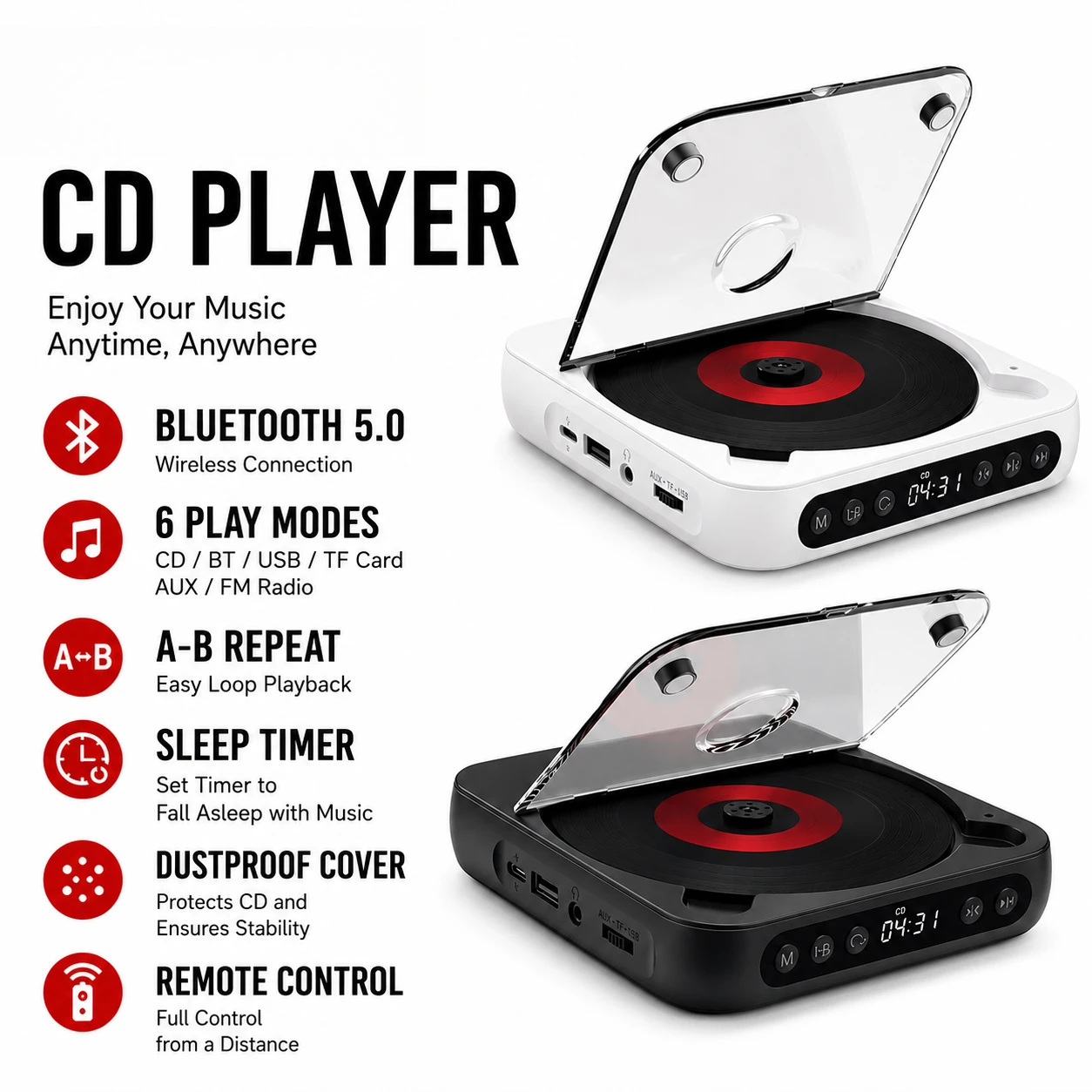 lecteur-cd-portable-bluetooth-avec-couvercle-anti-poussiere-6-modes-repetition-a-b-minuterie-telecommande-et-lecture-externe