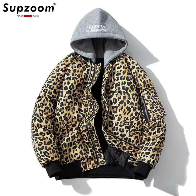 

Supzoom New Arrival Casual Mens Winter Trendy Hooded Bread Couple Leopard Pattern Thickened Coat Cotton-padded Jackets