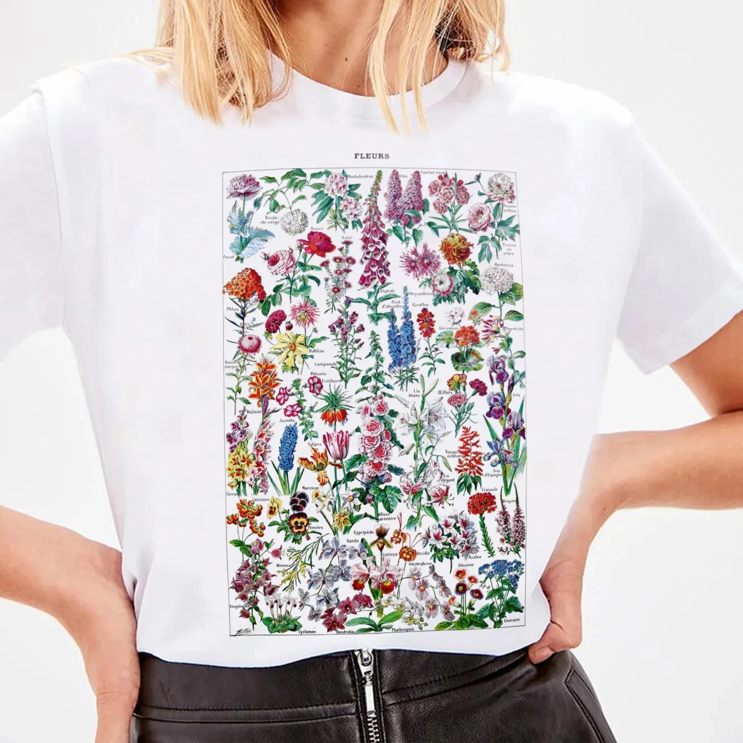 Vintage Blumen illustration T-Shirt Boho-Stil lässig Blumen druck Top niedlichen ästhetischen grafischen Frau T-Shirts Baumwolle