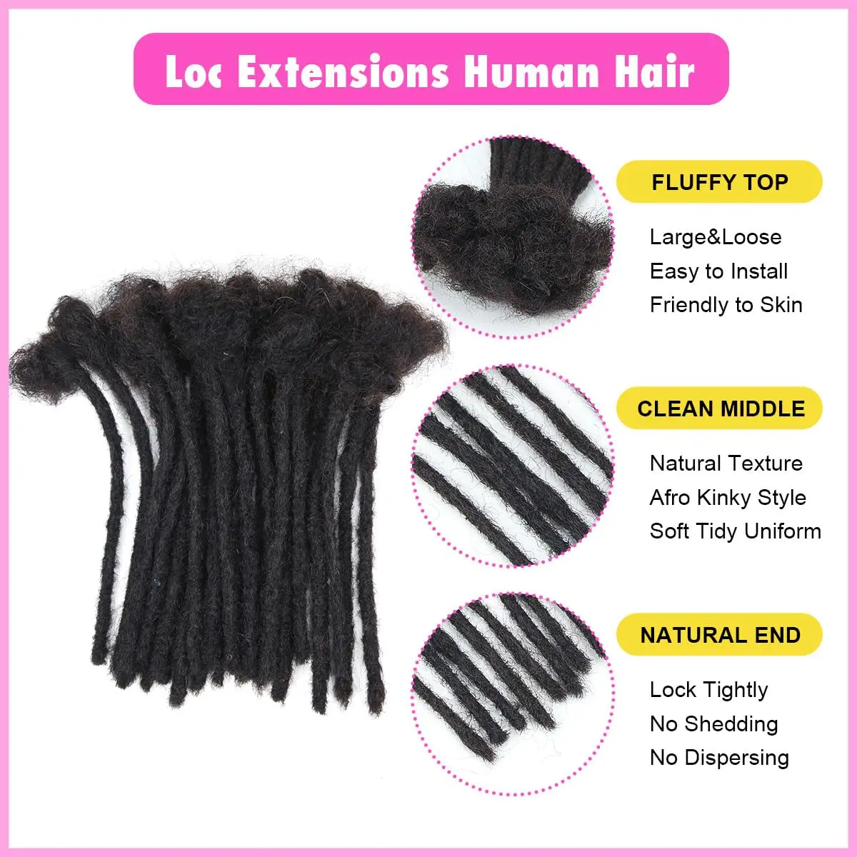 LOC-Extension de Cheveux Humains Naturels Noirs, Dreadlock en Continu, Fait à la Main, 100% Complètement, Peut Être Teint et Bouclé, Wiltshire, 6 Pouces, 30 Mèches