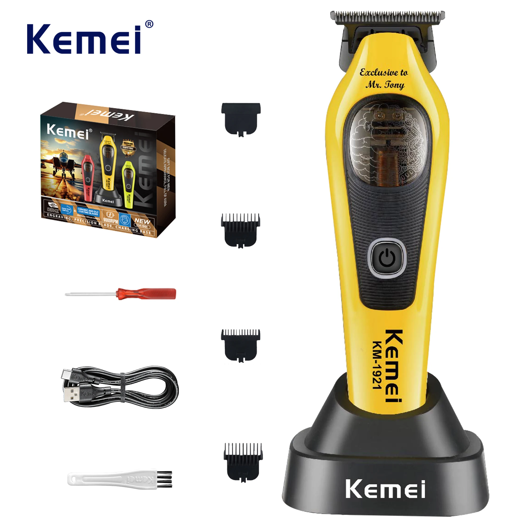 

Kemei 1921 Trimmer Man Professional 9000 Rpm 0mm Hair Clipper Pro Wireless Haircut Machine For Man 0 Mm