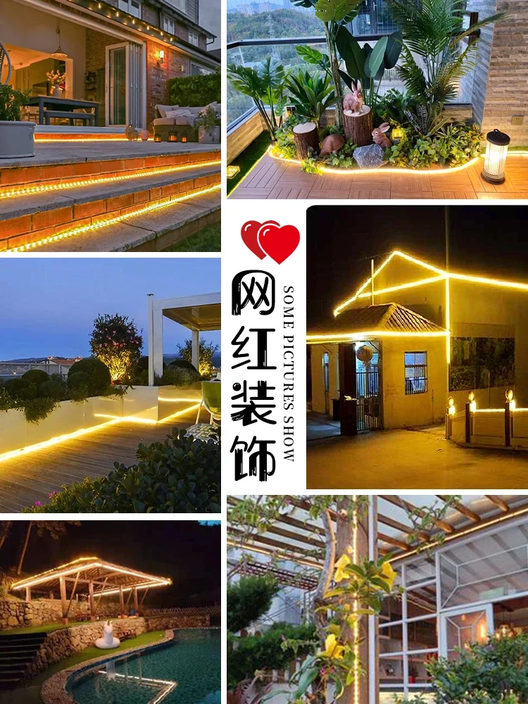 New solar light with outdoor waterproof courtyard super bright atmosphere light outdoor balcony garden wall lantern strip