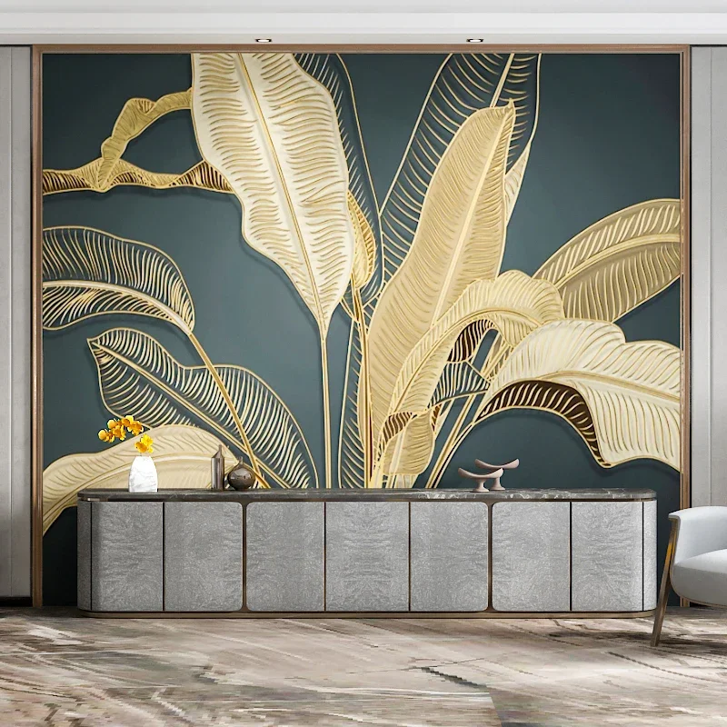 Custom Photo Wall paper 3D Embossed Retro Banana Leaf Large Mural Living Room Bedroom Luxury Wallpaper Home Decor Wall Painting