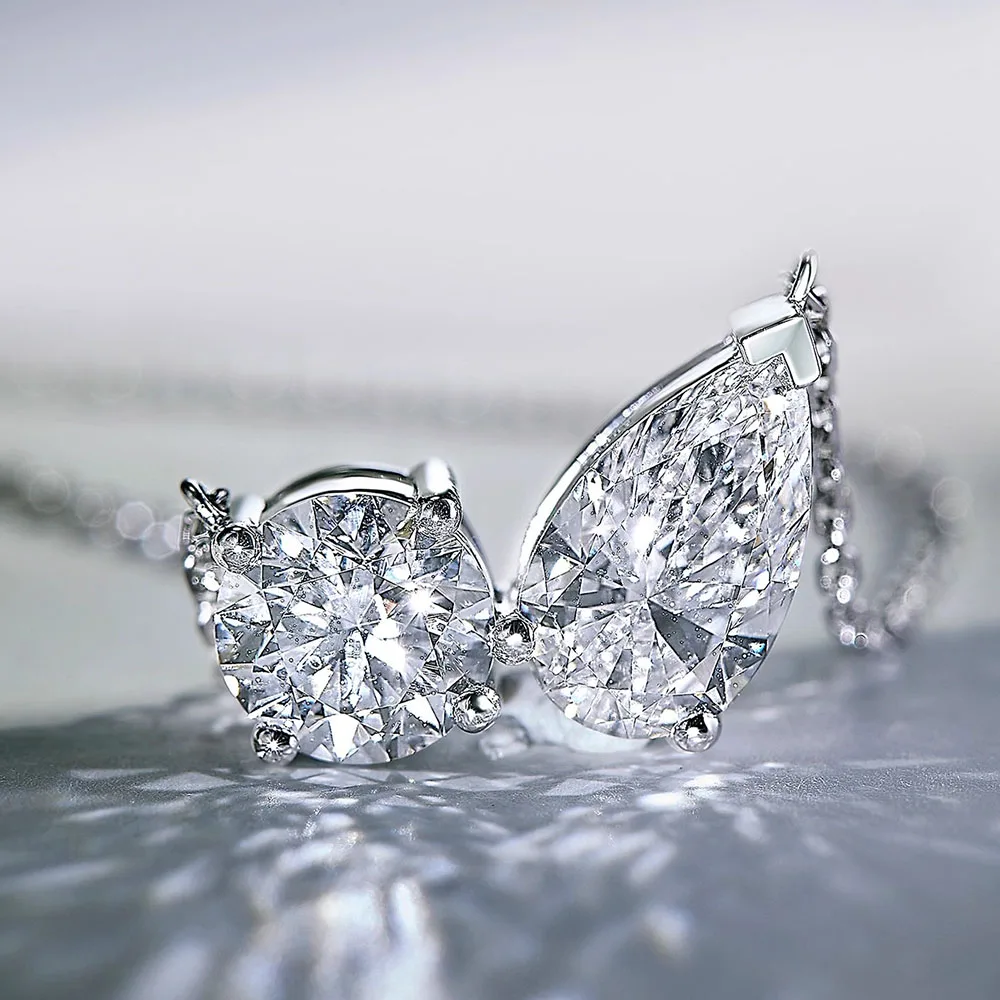 9K 14K  gold Ring Marquise cut  IGI CVD round 1ct  pear 1.5 ct  Lab Grown Diamond necklace pendant for Women Wedding