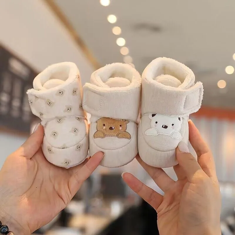 0-18M Winter Baby Boots Cartoon Soft Sole Anti-Slip Warm Toddler Shoes Boys Girls Cute Infant Walking Booties