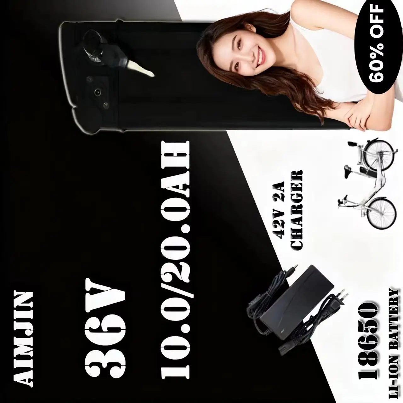 

2025 New For Silver Fish Battery 36V 10ah 20ah 18650 Lithium Ion Battery For 250W 350W 500W 1000W Motor