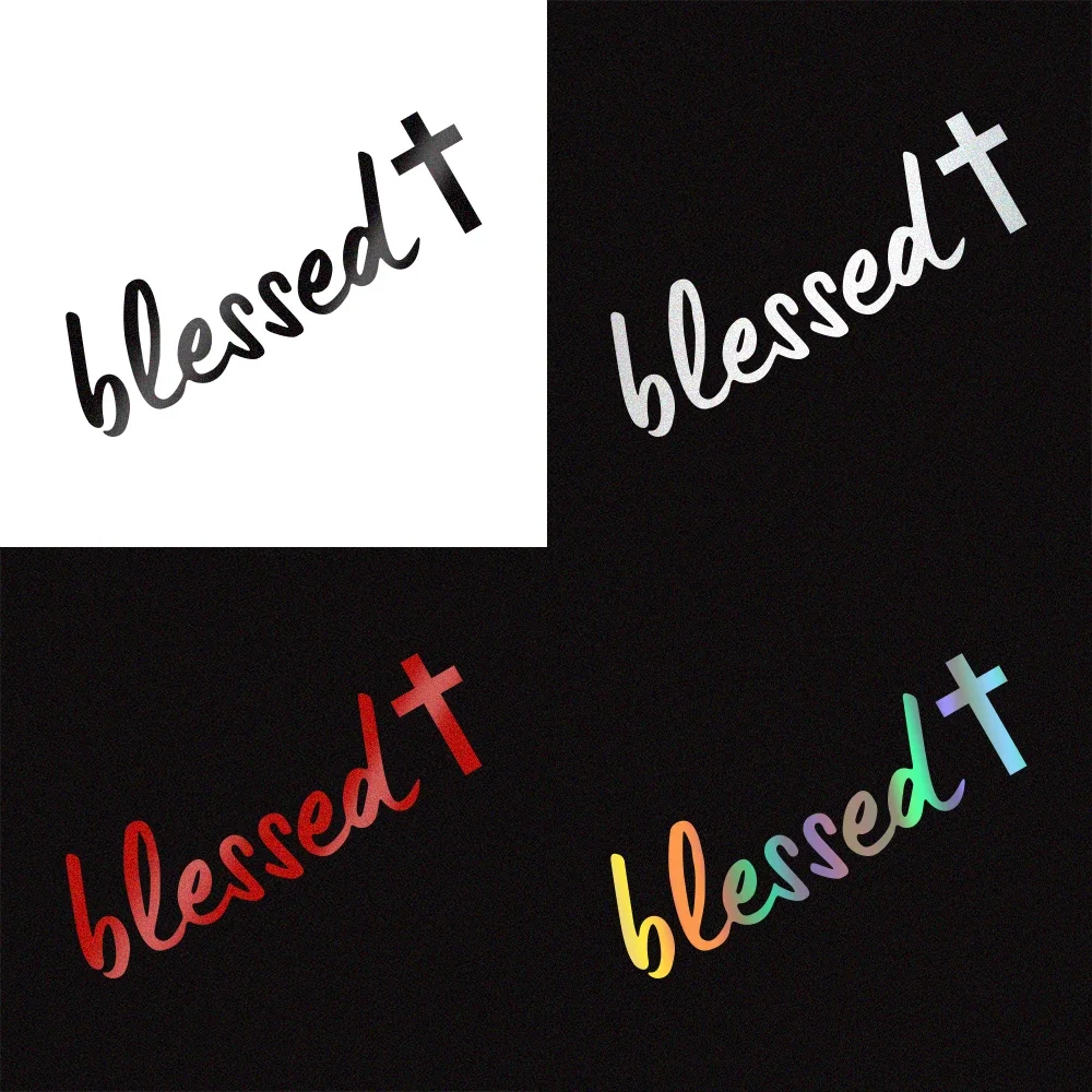 Blessed Car Sticker Rearview Mirror Creative Reflective God Bless Cross Vinyl Decals Truck Side Mirror Decoration Accessories