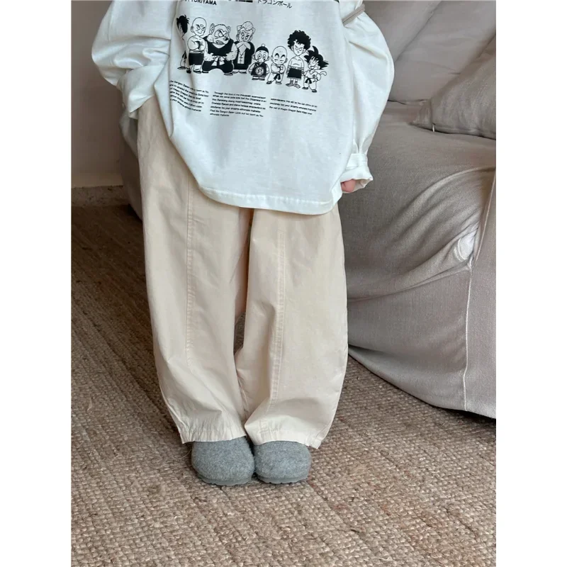 

Children Casual Solid Color Pants 2024 Spring Autumn New Fashionable Korean Loose Style Boys and Girls Patchwork Pants
