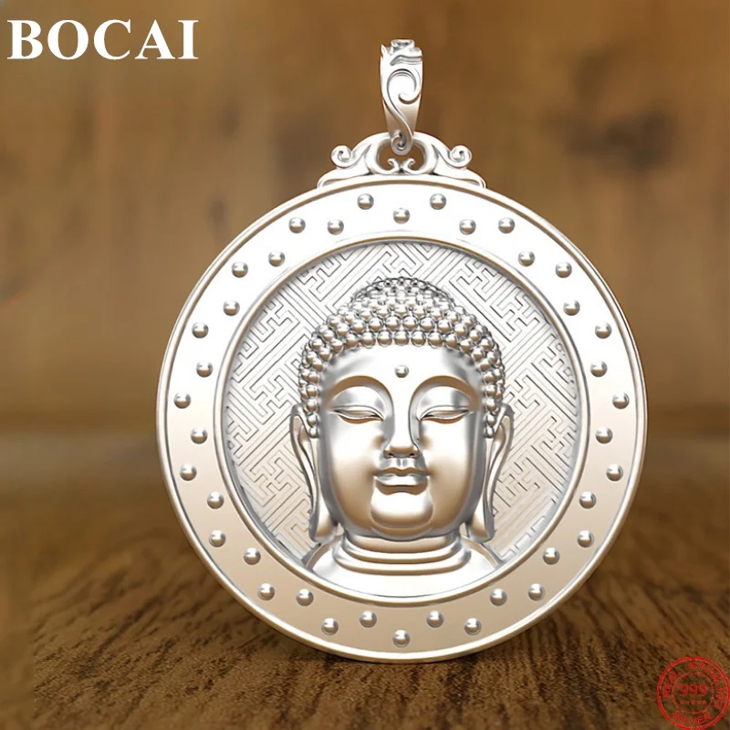 

BOCAI S999 Sterling Silver Pendants for Women Men New Fashion Relief Tathagata Buddha Argentum Medal Jewelry Free Shipping