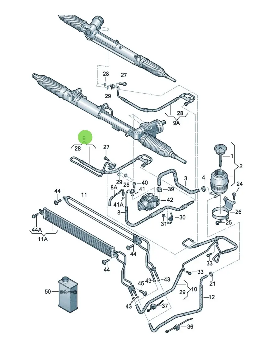 HANSIKE OEM 4H1422893BR 4H1422893BL Air Conditioning Systems for Audi A8 2010-2018 High-pressure Oil Pipe for Power Steering