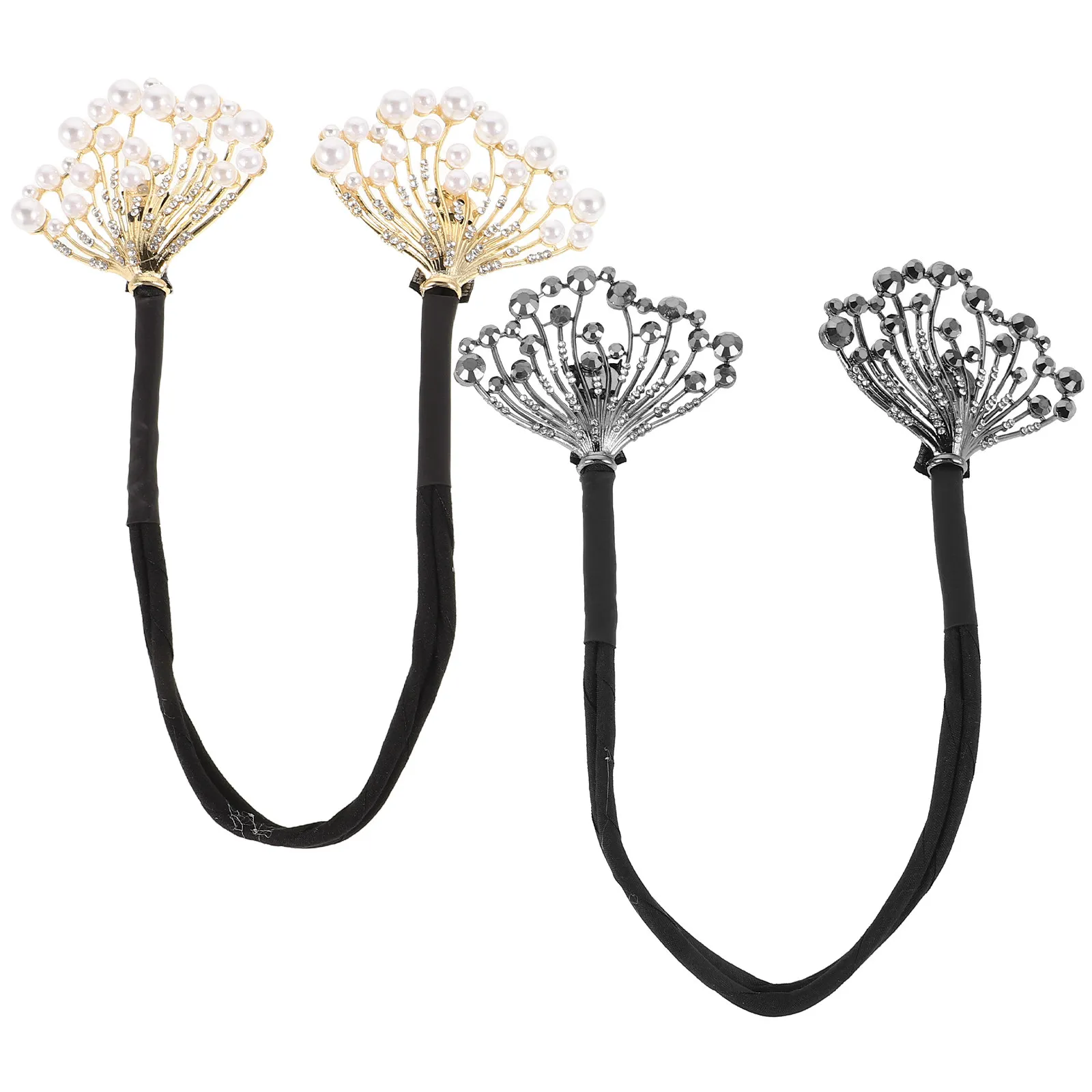

2Pcs Elegant Pearl Rhinestone Bun Styling Tool Lazy Hair Twist Maker Secure Donut Bun Curler for Everyday Wedding Hair