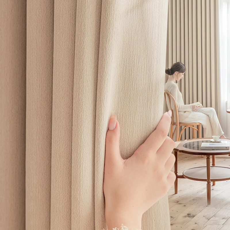 NORNE-Imitation Cashmere Solid Chenille Blackout Curtain for Bedroom, Living Room, Insulating Window Panel, Drapes