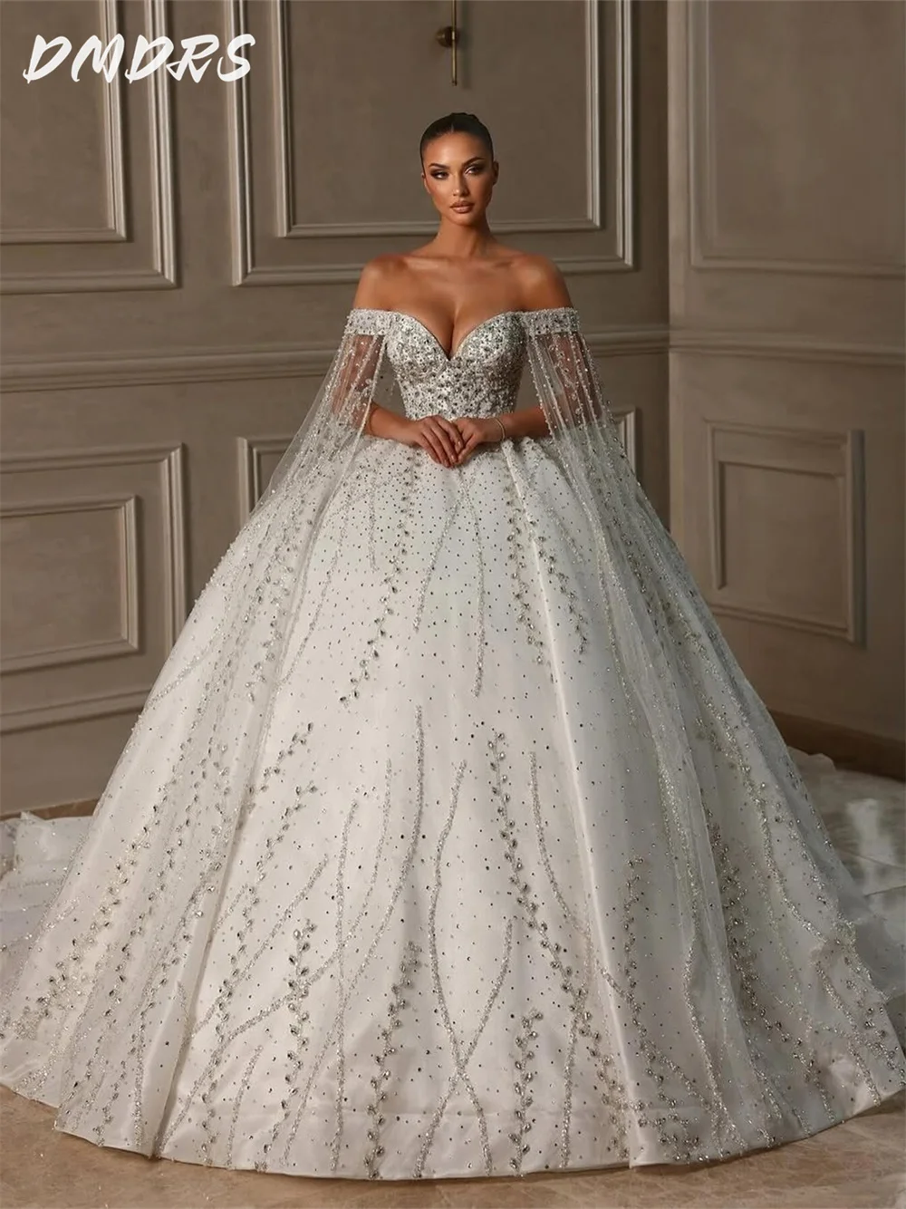 

Classic Off-the-shoulder Wedding Dress 2025 Shiny Beaded Bridal Gown Elegant Strapless Classic Ball Gown Vestidos De Novia