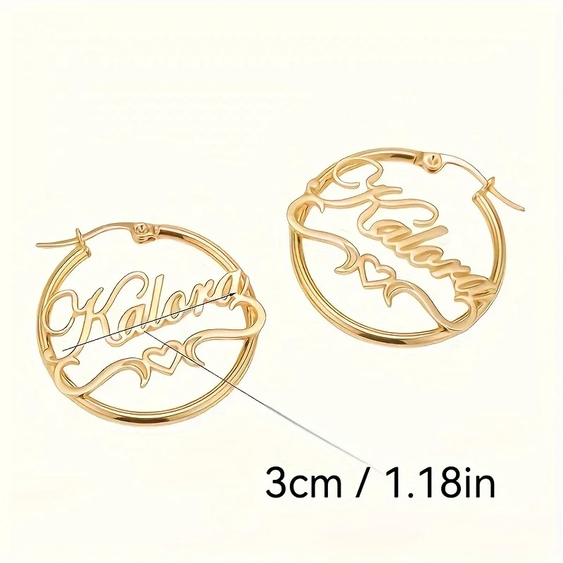 Серьги с именем и лентой в форме сердца на заказ для женщин, серьги золотого цвета из нержавеющей стали с персонализированным именем, серьги для свадебной вечеринки, ювелирный подарок