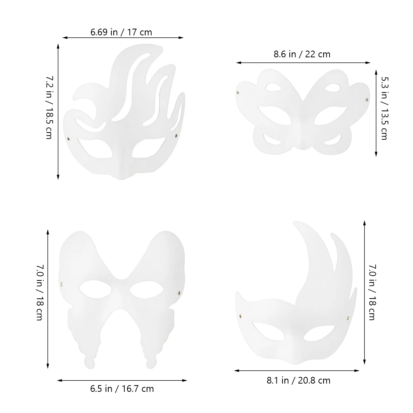 

20Pcs DIY Unpainted Paper Masks for Women Masquerade Carnival Cosplay Party Festival Unique Decorative Mask Prop Supplies