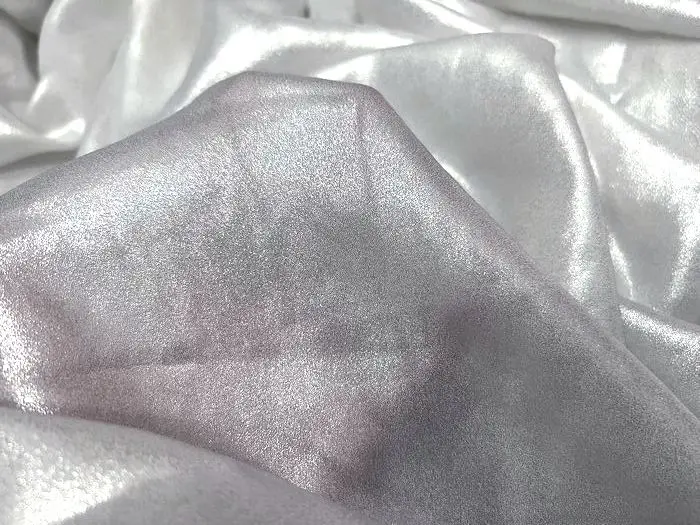 Soft Shiny White Silver Glossy Silk Chiffon Fabric for Sewing Material Dress Wedding Garment Wide 150cm Sold By The Meter