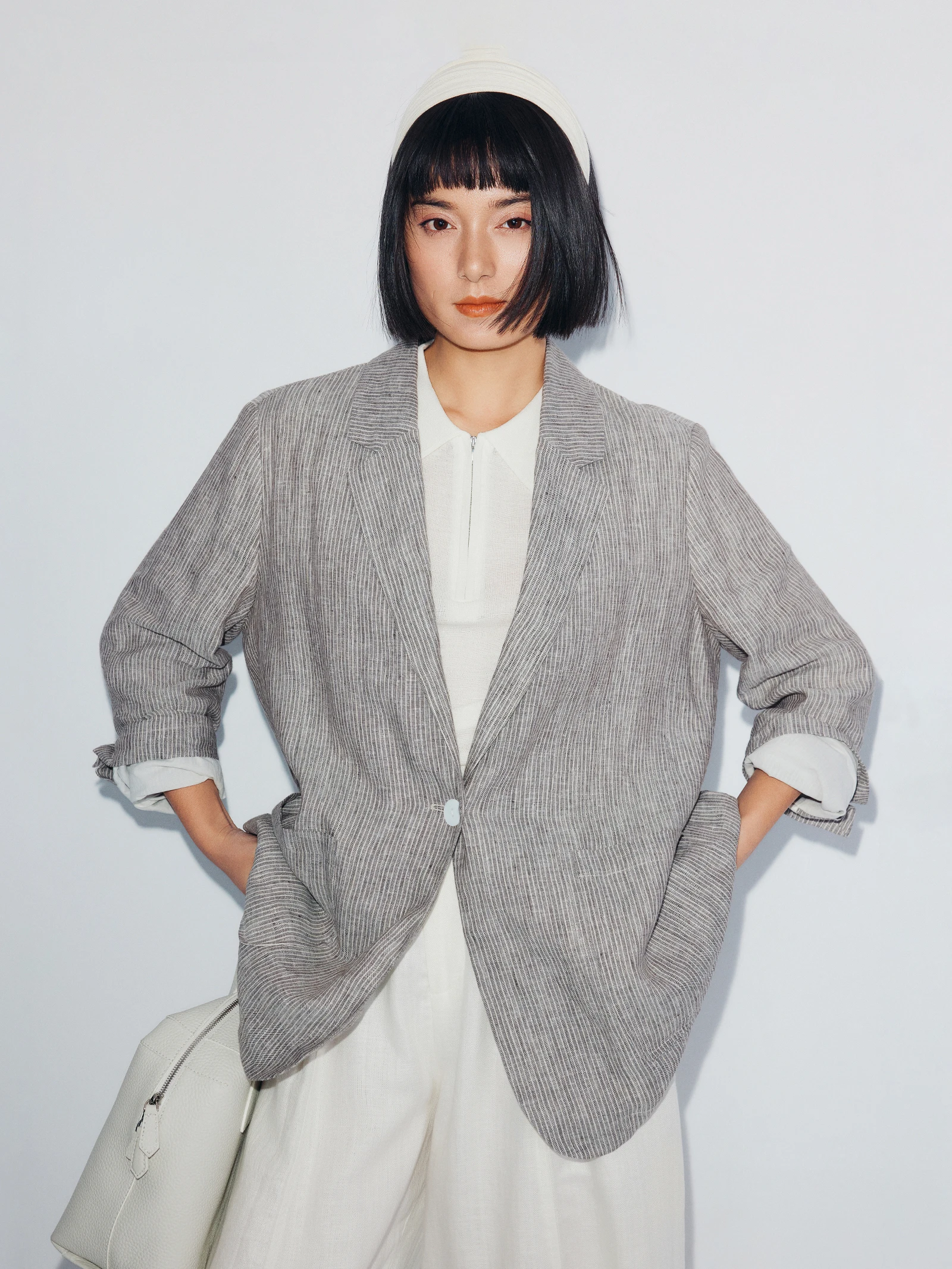 

Женский льняной пиджак в простом стиле на одной пуговице, повседневный, свободного кроя, с защитой от солнца, модная верхняя одежда от XiaoChong