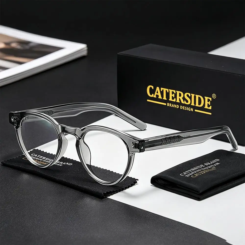 CATERSIDE Modische Damen-Rundbrille mit Blaulichtfilter, Premium Tr-90-Rahmen, Herren-Outdoor-Business- und Büro-Schutzbrille – Detail 2
