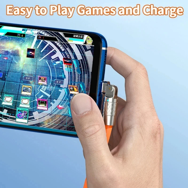 120 واط 6A USB كابل شحن سريع 180 درجة دوران الكوع كابل آيفون 14 13 12 11 شاومي سامسونج هواوي شاحن نوع C كابل