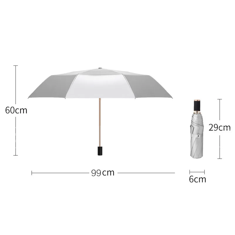 190T Double Layer Umbrella Windproof Titanium Silver Vinyl Anti UV Umbrella Manual tri-fold 8 bones Large Rain Sun Parasol