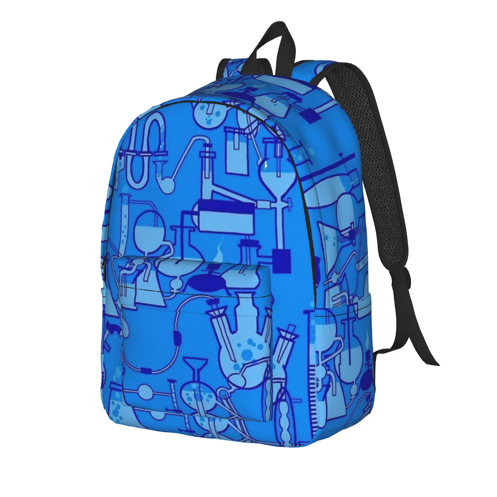 Chemistry Lab Science Equipment Pattern Backpack  Women Polyester Daily Backpacks Breathable Kawaii School Bags Rucksack