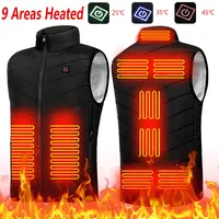 Men USB Infrared 9 Heating Areas Vest Jacket Men Winter Electric Heated Vest Waistcoat For Sports Hiking Oversized S-6XL