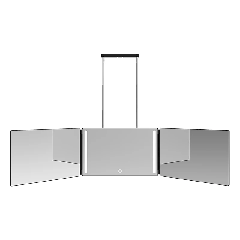 

3 Way Self Haircut Mirror LED 360° Door-Hanging Style Ideal for DIY Hair Grooming and Makeup Vanity Mirrors Foldable Portable