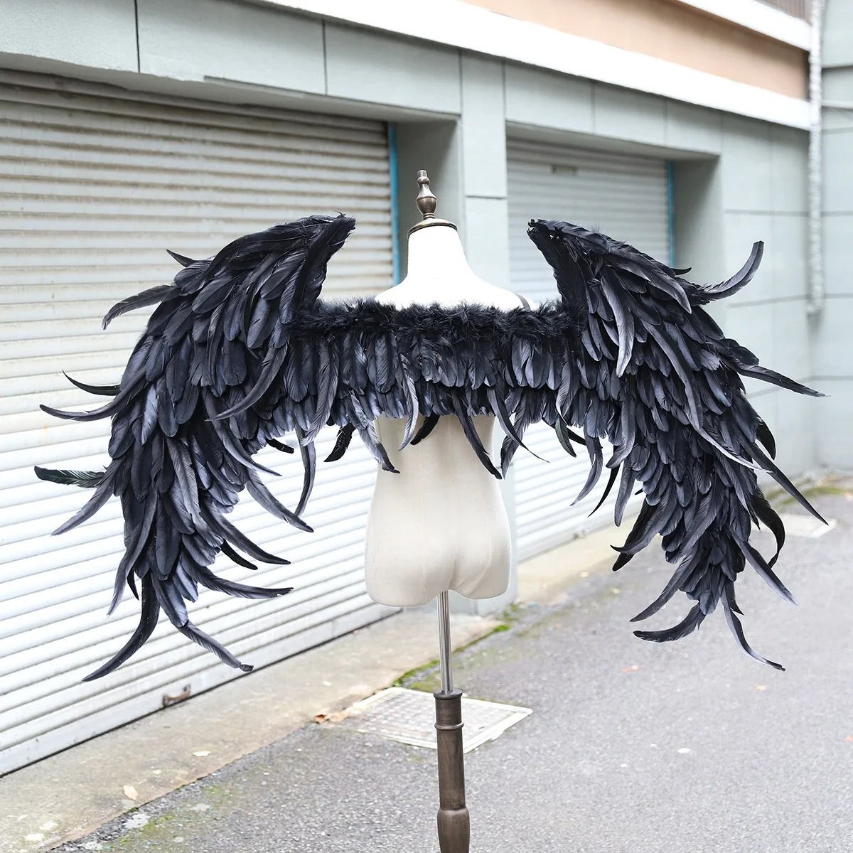 Oversized Zwarte Veren Vleugels Onmyoji Ootengu Cosplay Props Model Runway Show Bruiloft Fotografie Stahe Prestaties Props