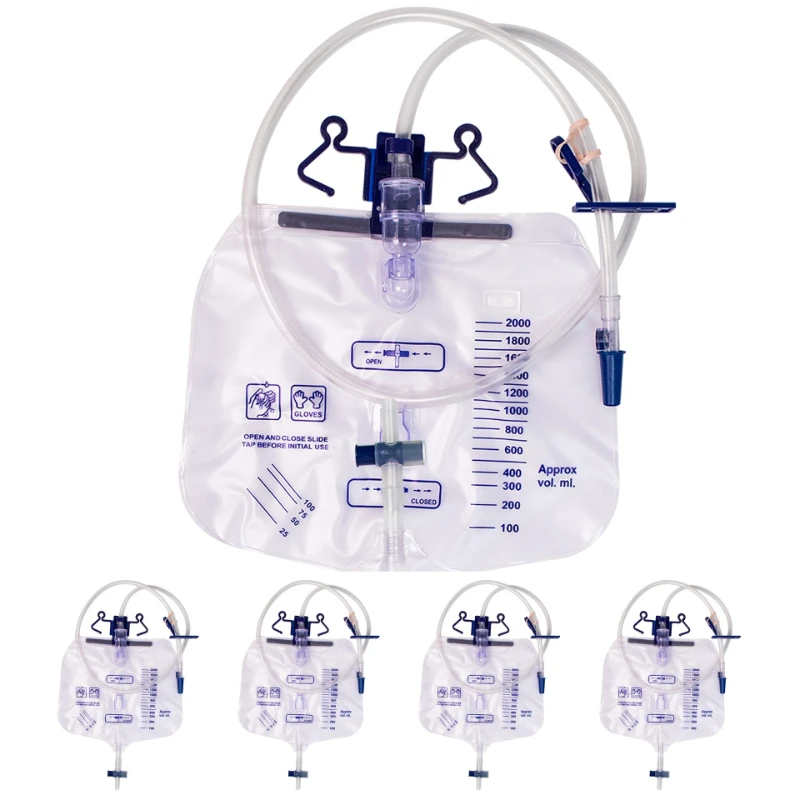 Anti-backflow Urine Collection Bag 20PCS 750/1000ML Disposable Large Volume Drainage Pouch for Clinical Indwelling Catheter Use