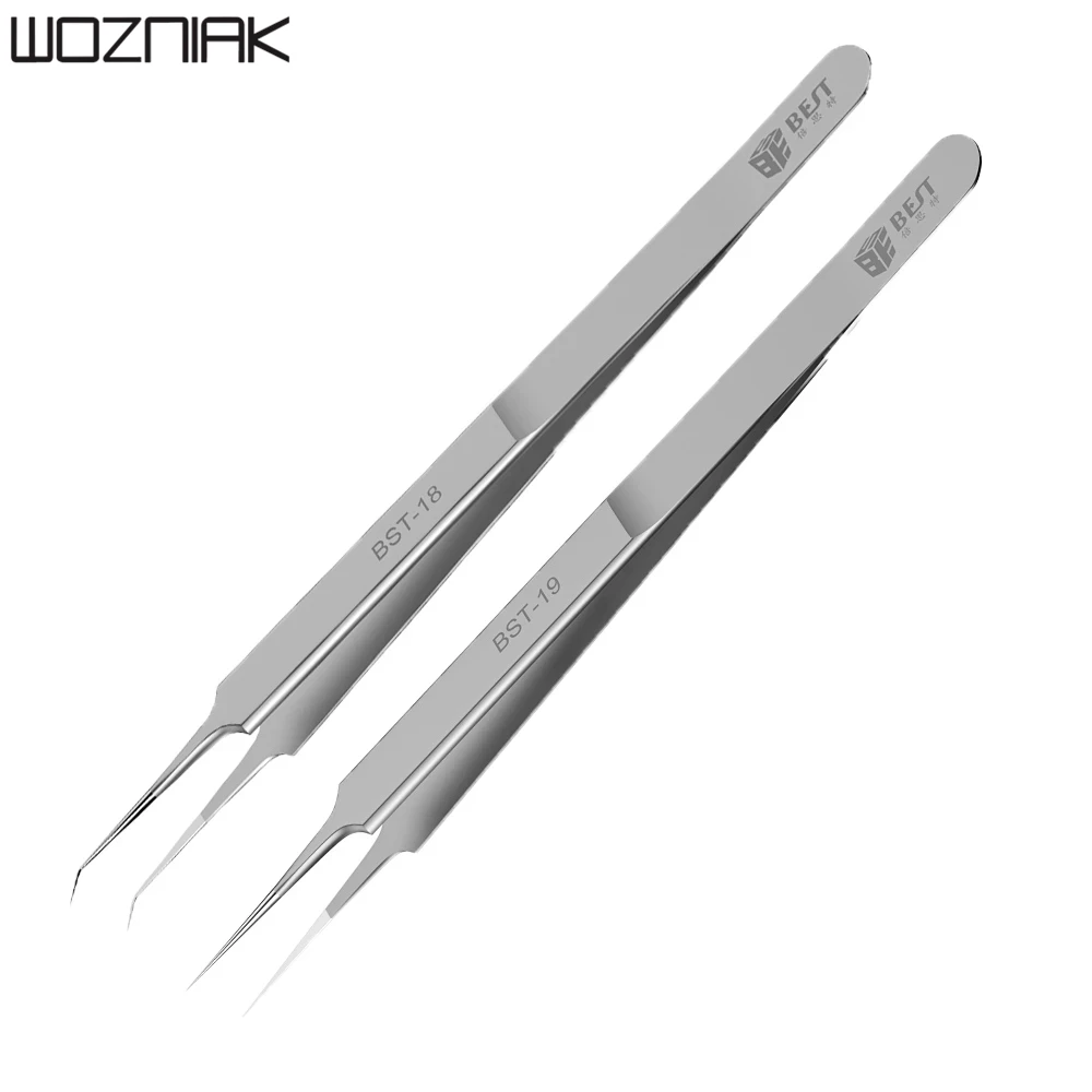 BST-18 BST-19 Ultra Precision Tweezers Stainless Steel Fly wire Curved Straight Tweezers For BGA Motherboard Welding Repair Use