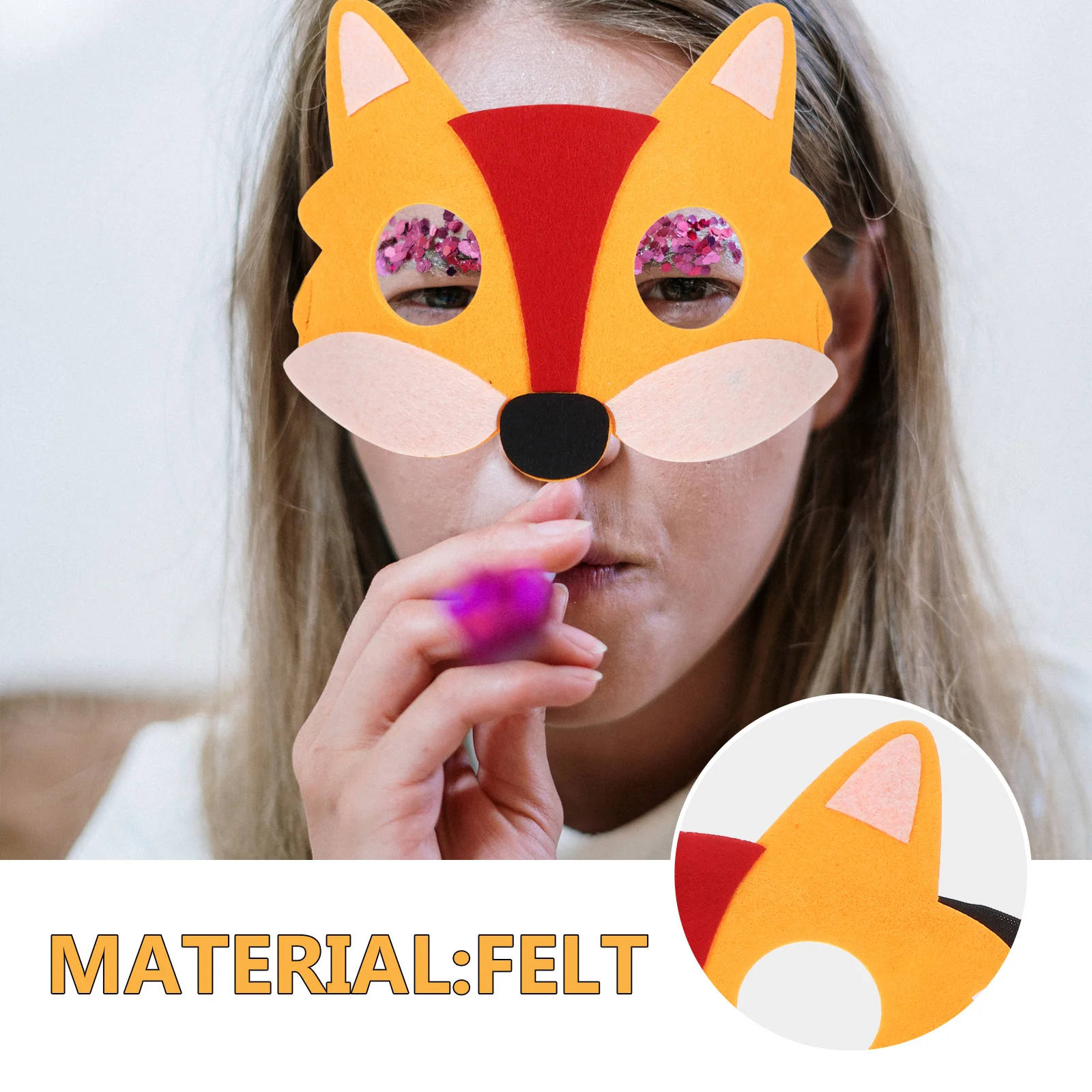 6pcs Fox Felt Half Face Mask Animal Costume Party Cosplay Halloween Mask Prop For Adults Kids Festival Decorations