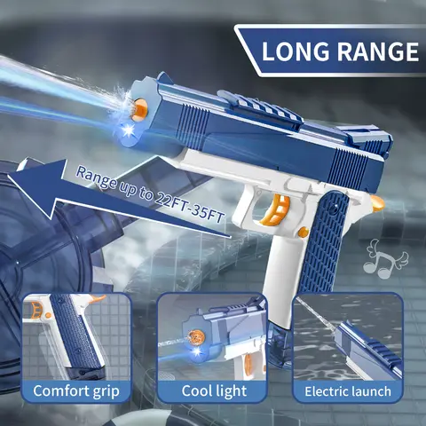 Electric Water Gun 1911 Rechargeable Automatic & Manual Spray Gun Toys Capacity Range Up to 26 FT Range for Adults & Kids