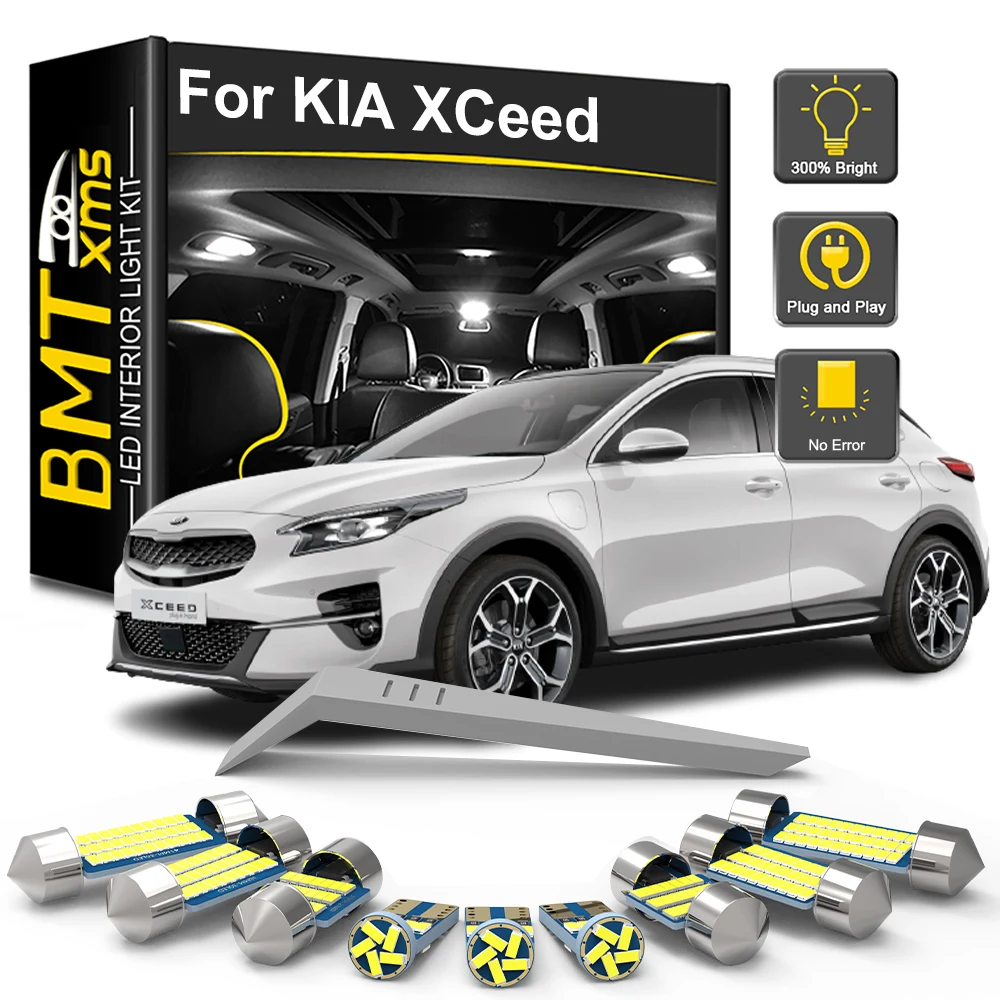 

BMTxms CANBUS 12 шт. для KIA XCeed 2019 2020 2021 2022 2023 Автомобильная светодиодная лампа для внутреннего освещения, перчаточный ящик, карта, купольная лампа багажника, аксессуары