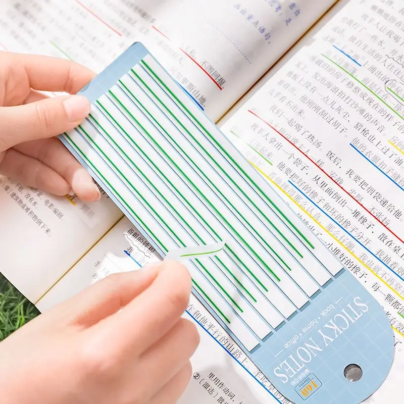 160pcs/pack Ultra Fine Strip Stickers Office School Supplies Marking Line Sticky Notes Transparent PET Materials N Times Sticker