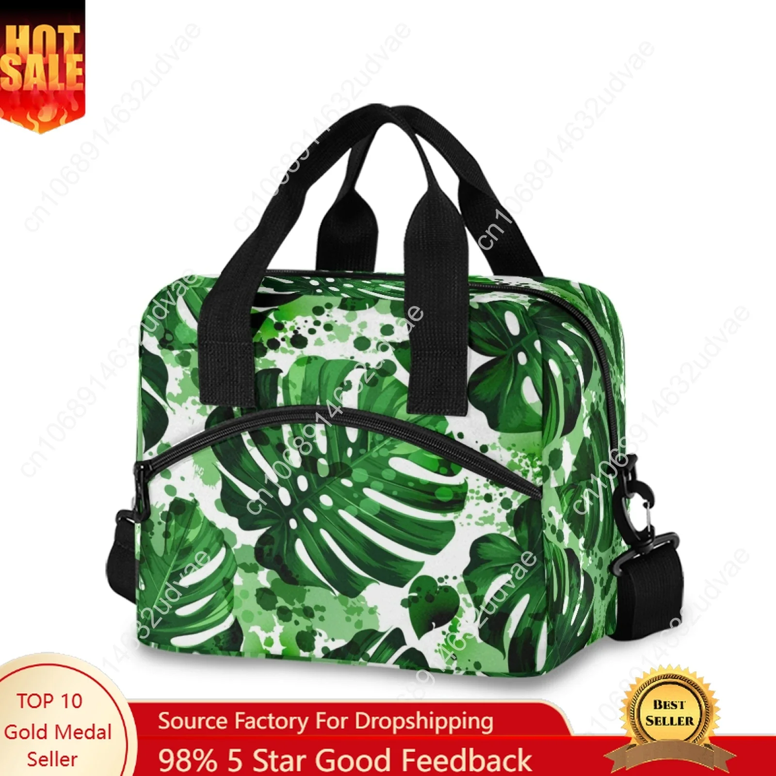 Fashion Lunch Bag Tropical Palm Leaves Print Multicolor Cooler Bags Women Hand Pack Thermal Breakfast Box Portable Picnic Travel