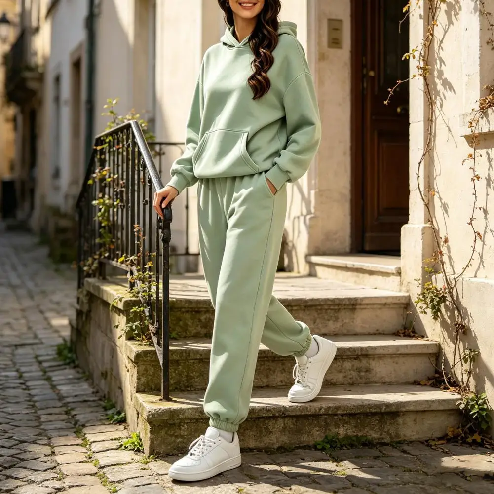 Everyday Pullover Sweatshirt Sets Women's Two Piece Tracksuit Set Long Sleeve Hoodie High Waisted Joggers Casual for Spring