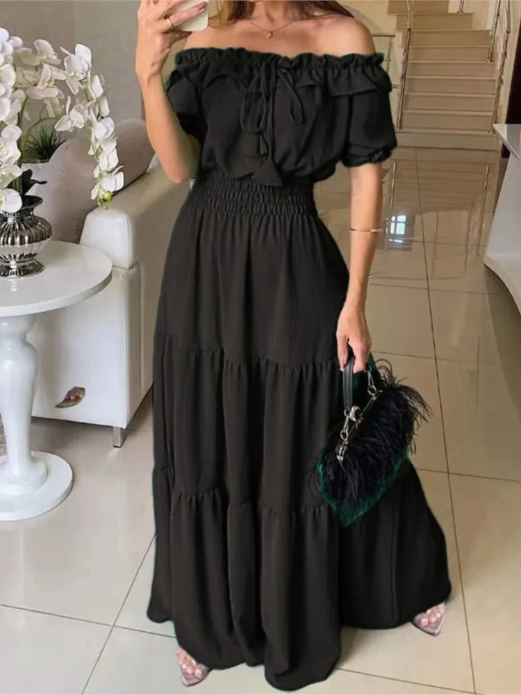 Bella estate nuovo arrivo colore solido Boho Dress donna elegante beach party club dress abiti maxi casual per abbigliamento donna