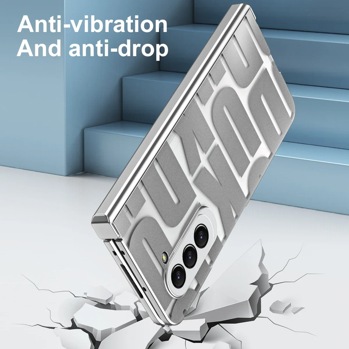 Phone Case For Samsung Galaxy Z Fold 6 5 4 3 5G With Front Screen Glass Colorful Plating Meets Hinge Plastic Back Cover K02