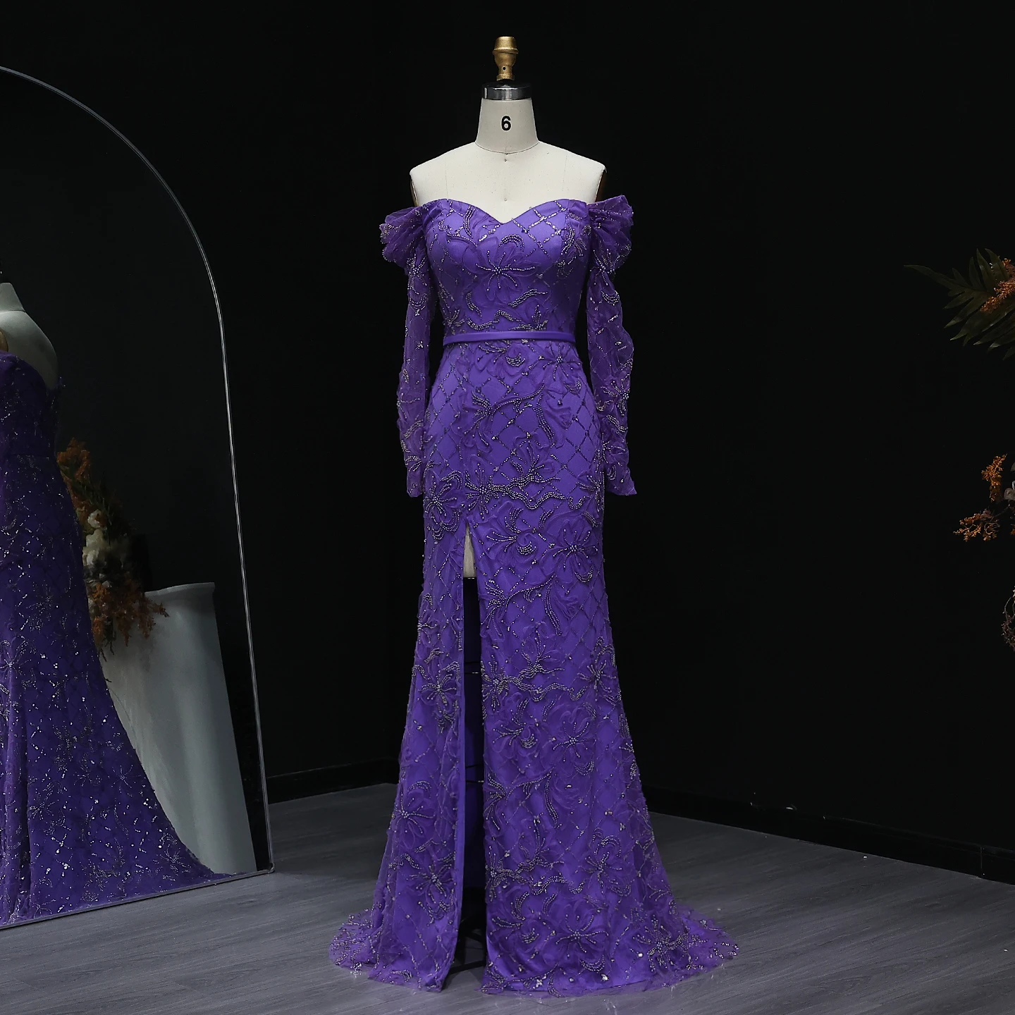 Sharon Said elegancka szałwia zielona kwiatowa Off ramię syrenka sukienka na studniówkę z rozcięciem długie suknie wieczorowe na przyjęcie SH215 dostosowane