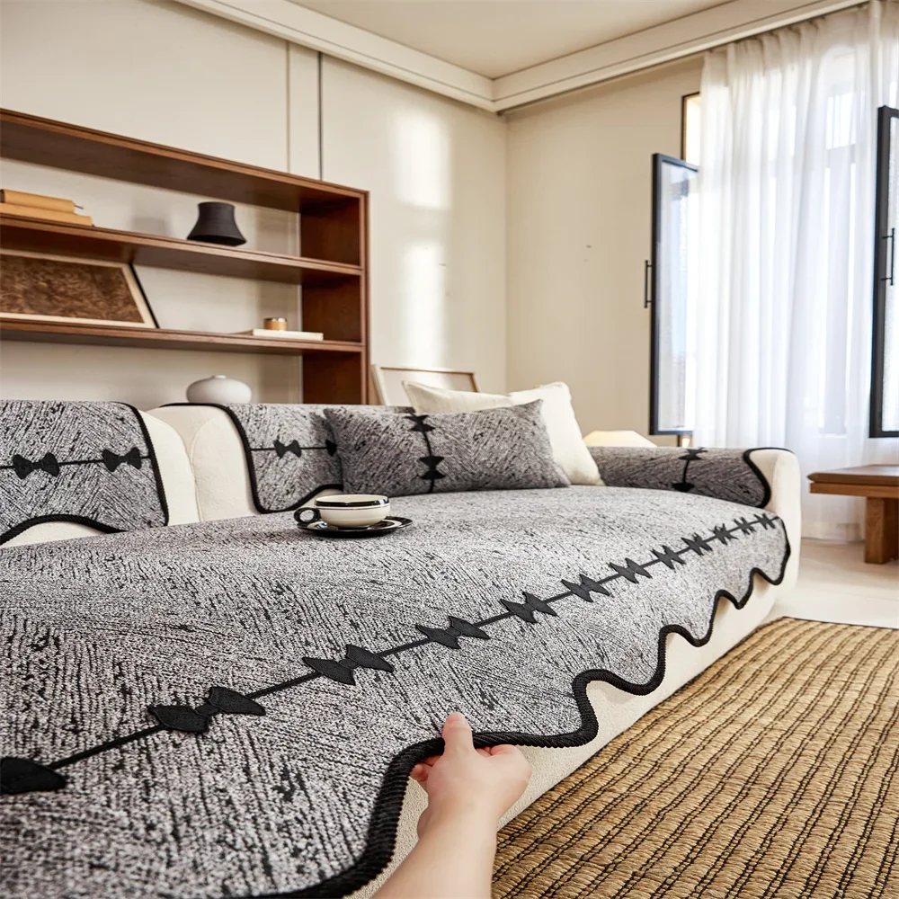 Sofa cushion 2025 new style imitation cotton and linen all-season anti-slip cross-border sofa cover full-cover sofa scarf