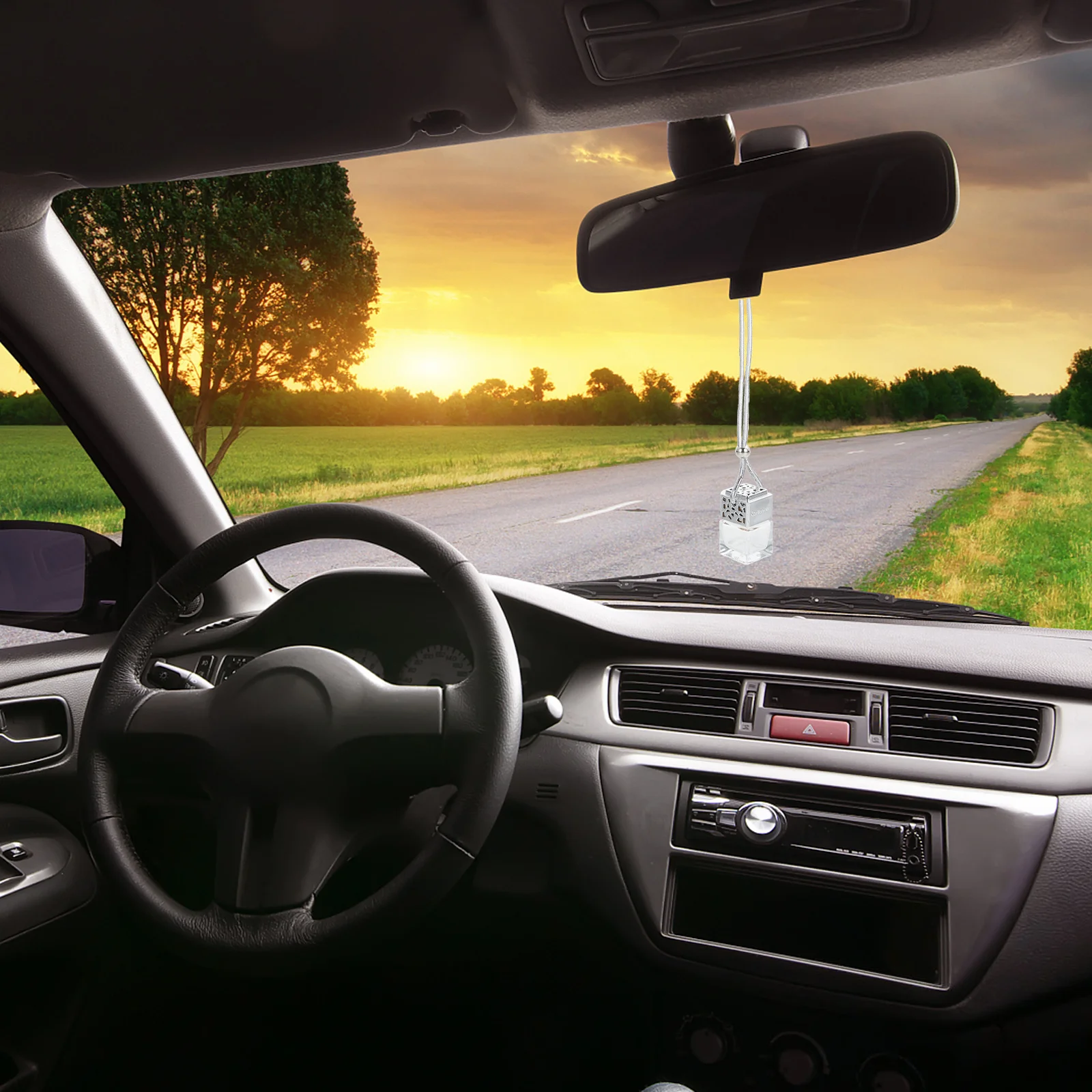 

2Pcs Car Perfume Bottles Glass Plastic Hanging Empty Bottles Car Air Freshener Essential Oil Holder Hanging Perfume Bottle